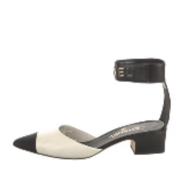 ‼️Price Firm‼️ CHANEL Lambskin Grosgrain Cap Toe Logo Ankle Strap Pumps Sz 40 - Picture 3 of 3